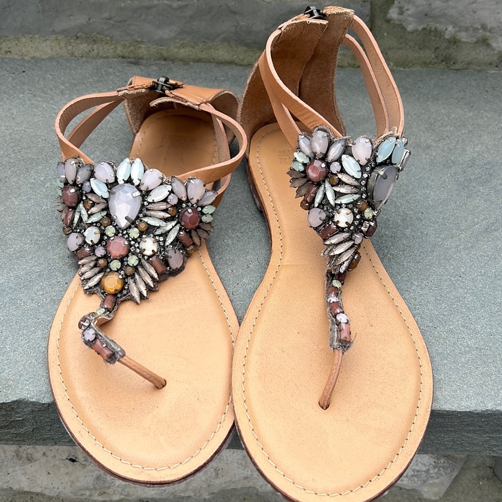 Ladies sandals, size 40/US 10 with jewels